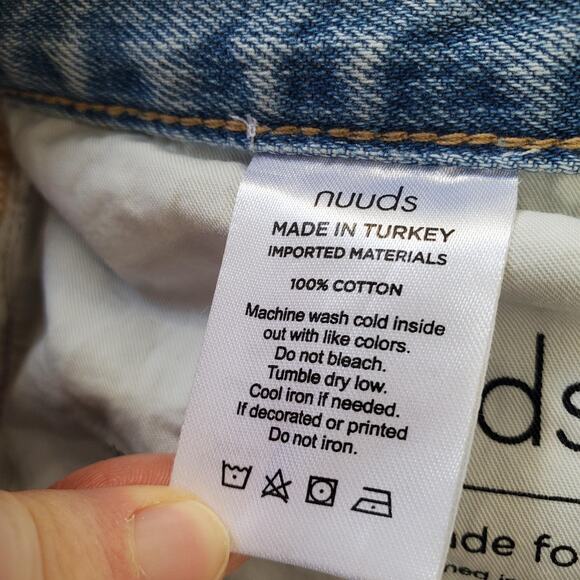 Nuuds Jeans Womens 29 Light Wash Curvy Straight Distressed Raw Hem High Rise - Picture 7 of 12